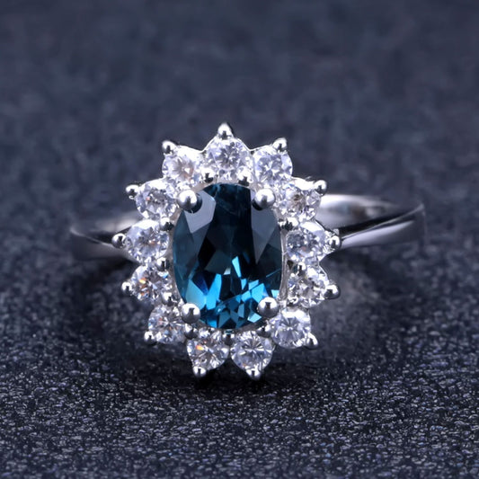 Jewelry Luxury Gemstone Inlay Vintage Design Fashion s925Sterling Silver Natural Topaz Ring