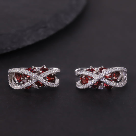 Light Luxury and Expensive Natural Garnet Earrings s925Silver Inlay Green Chalcedony Topaz Olivine Colored Gems Earrings