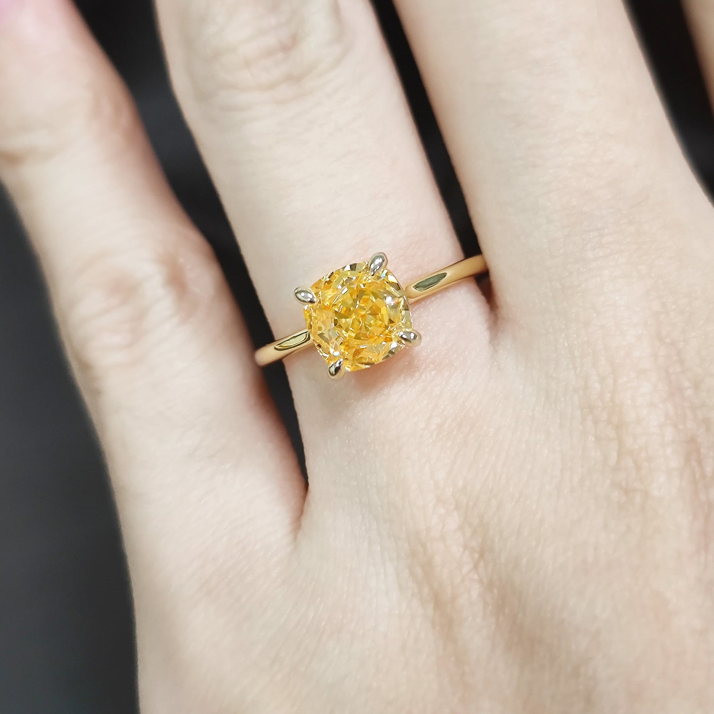 Simple and Pure9/10/14/18k Gold ring1.75Carat Ice Flower Cut High Carbon Diamond Wedding Ring Square Yellow Diamond Ring
