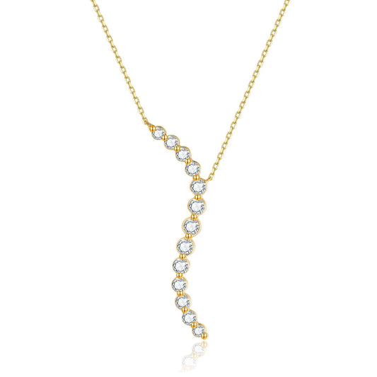 Minimalist style S Shape18k Gold Necklace with Cultivated Diamond Lines k Gold Platinum Gold Genuine Diamond Clavicle Chain for Women