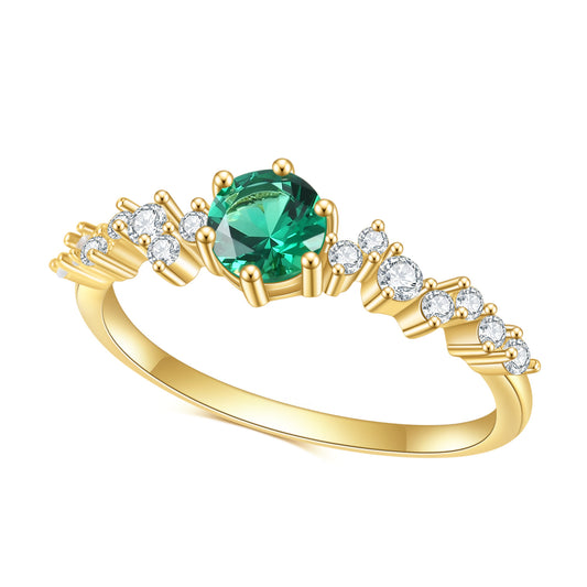 Jewelry S925Sterling Silver Inlaid Emerald Nano Ring Fashionable Light Luxury Colorful Gemstone Gold Ring