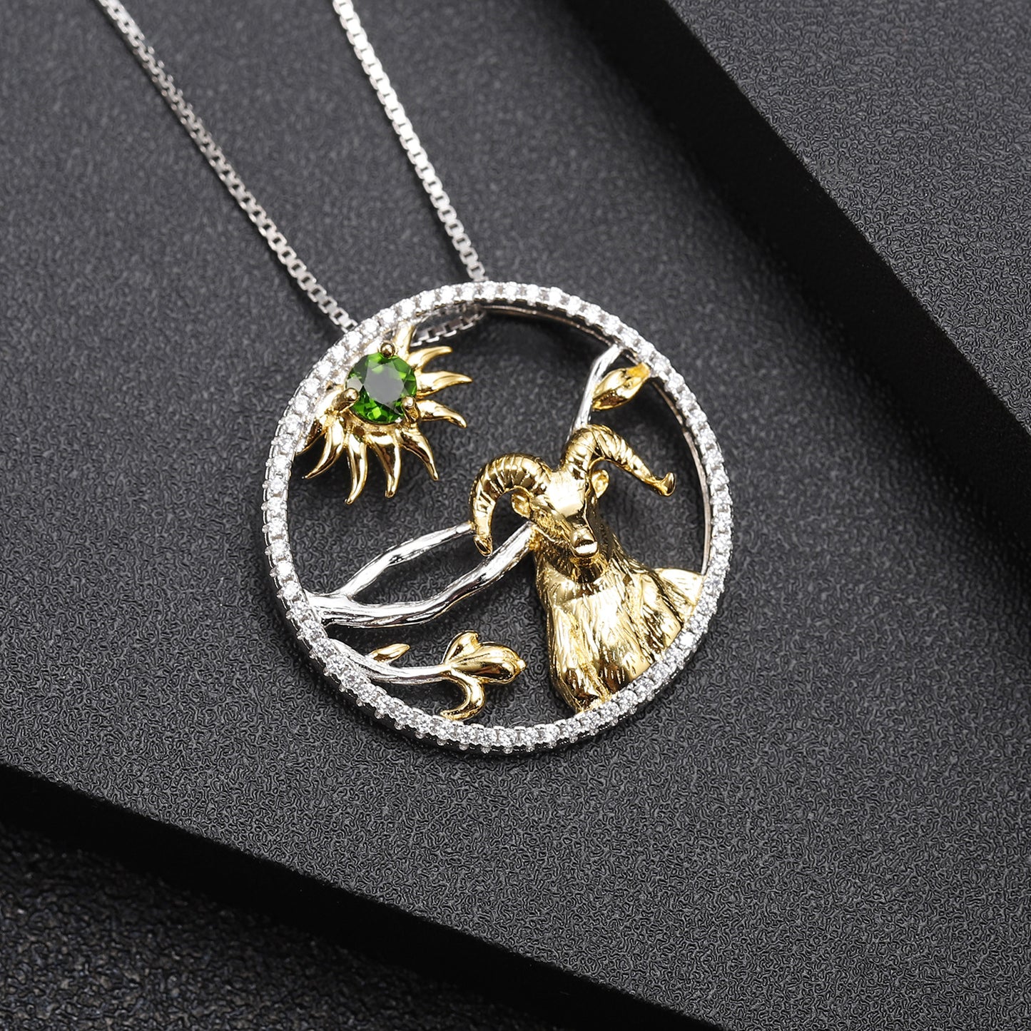 Designer Chinese Style Element Pendant Twelve Zodiac Series Sheep 925Silver Natural Gemstone Necklace Pendant