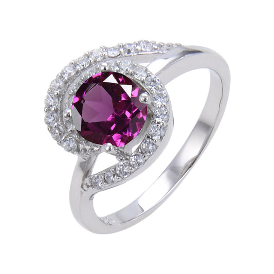 Unique Design Natural Topaz Ring s925Sterling Silver Inlaid Garnet Ring Colorful Gemstone Ring