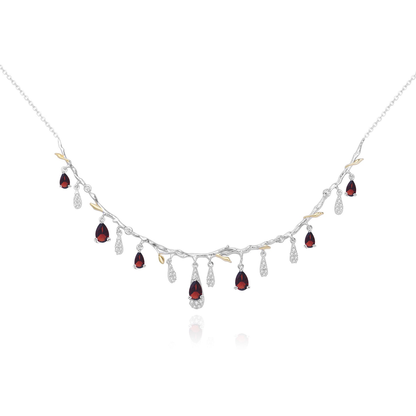 Designer Style High-End Gemstone Necklace Floral Branch Language Design s925Silver Natural Topaz Necklace