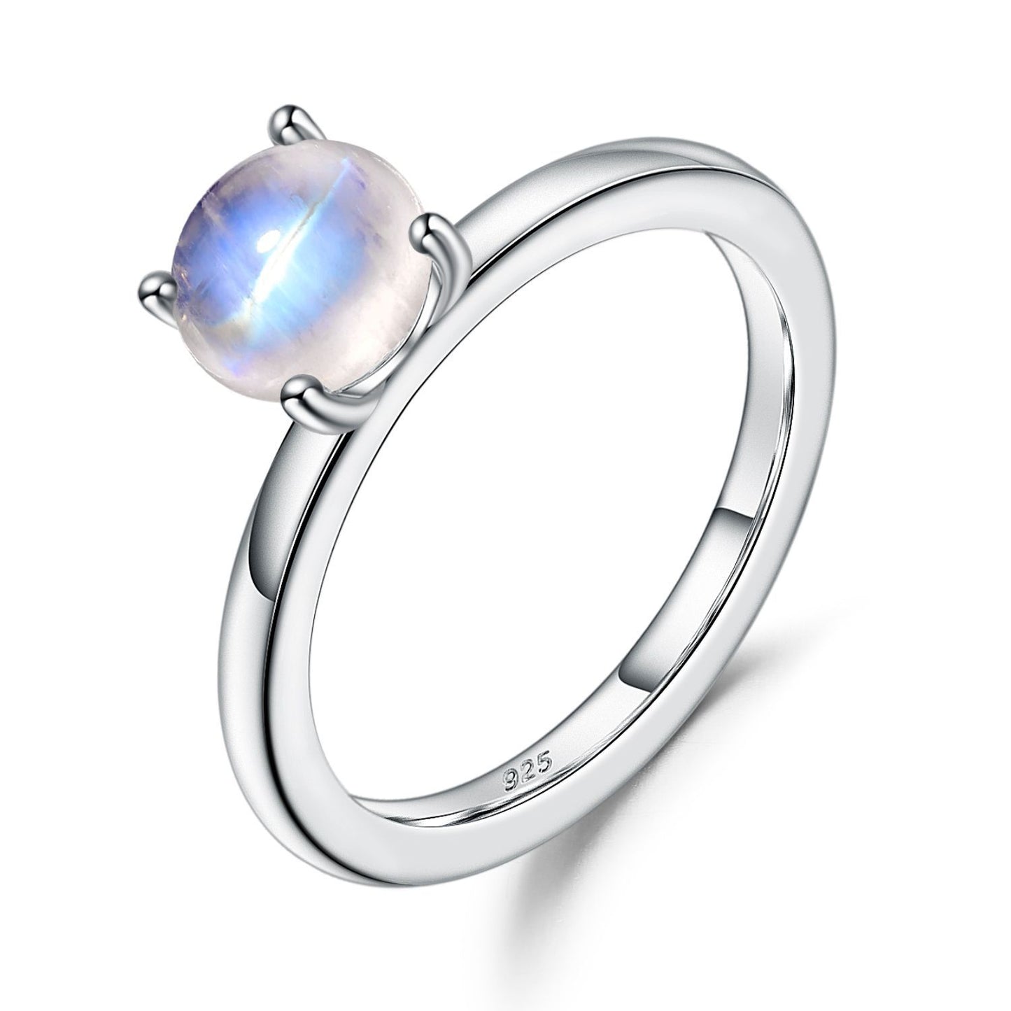 Minimalist Natural Cream Blue Moonstone Ring Everyday Versatile s925Silver Inlaid Gemstone Ring