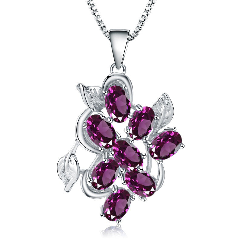 Design Sense Jewelry Topaz Pendant Retro Natural Gemstone Inlay s925Silver Necklace Pendant