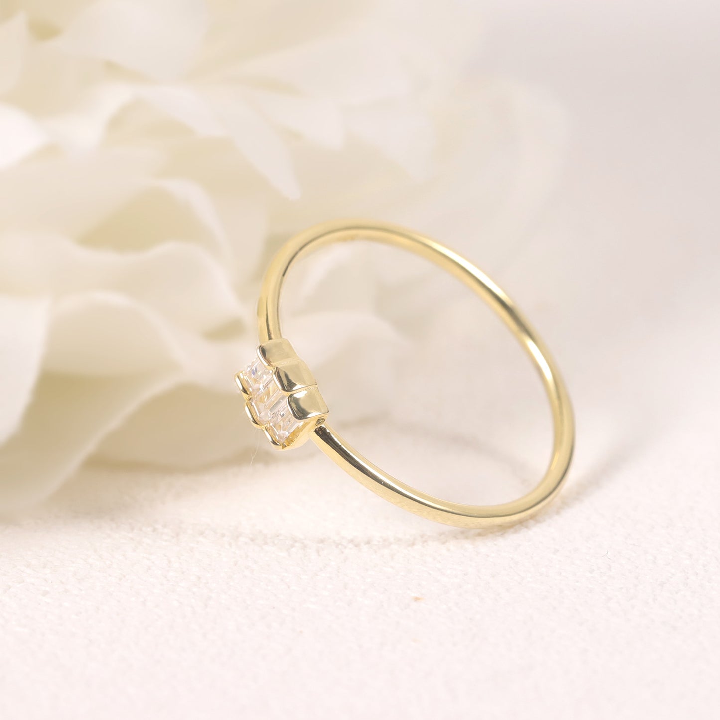 Geometric Small Ring New Style s925Sterling Silver Moissanite Gold Dawn Series Fashion Hepburn Style Ring for Women