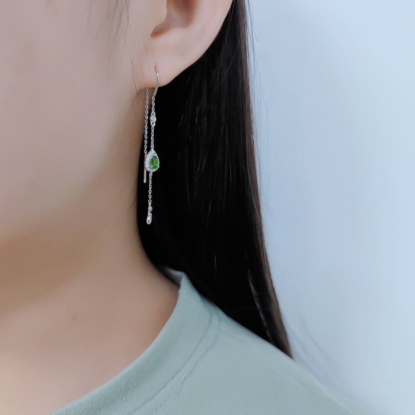 Luxurious and High-End Natural Translucent Stone Earrings Prosperous Series925Silver Inlaid Gemstone Stud Earrings
