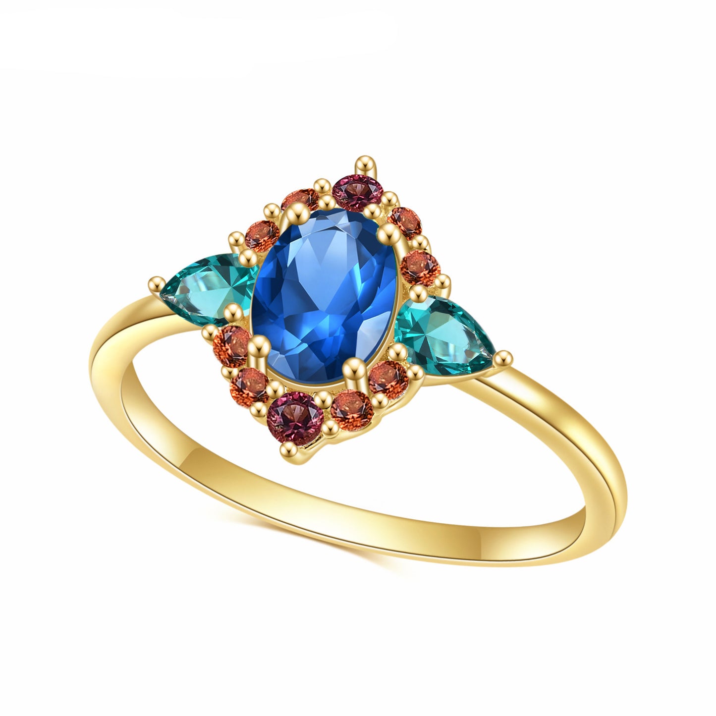 S925Sterling Silver Inlaid Rainbow Nano Ring Fashionable Personality Elegant Light Luxury Colorful Gemstone Plated14k Gold ring