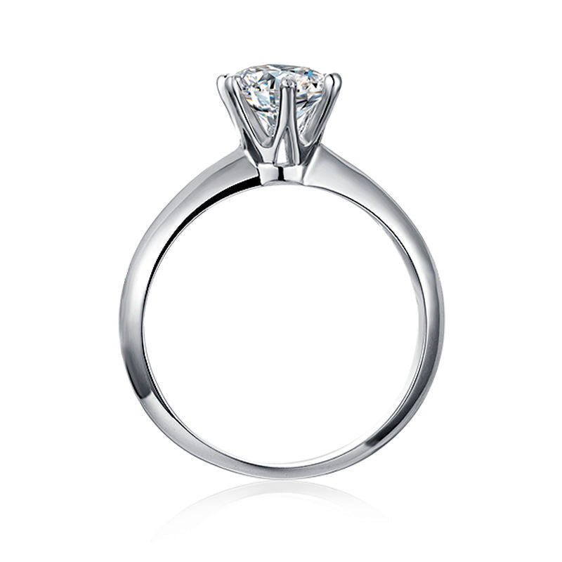 Extended Arm Classic Six-Claw Ring Women's Inlaid Gemstone s925Sterling Silver1Carat Moissanite Ring