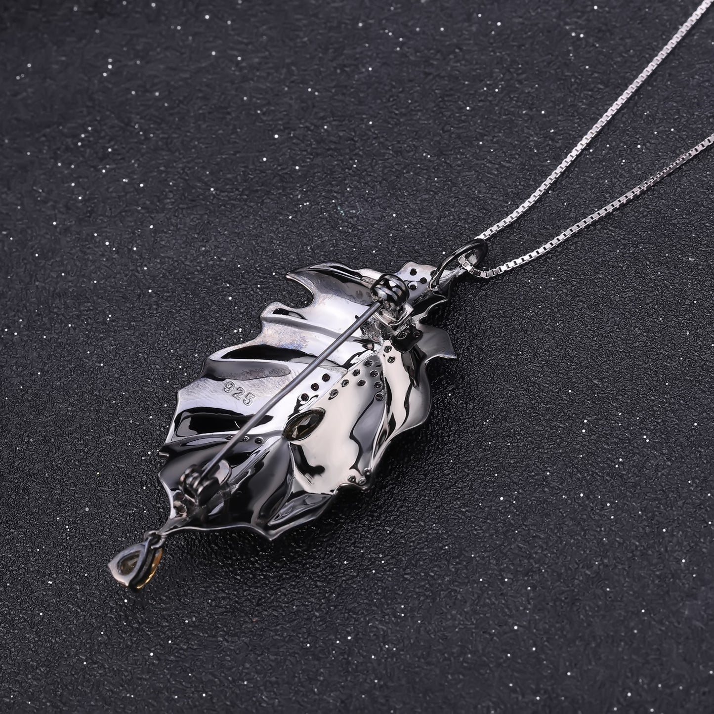 Italian Craft Jewelry Designer Pendant Brooch Georgia Personalized Design925Silver Natural Gemstone Necklace