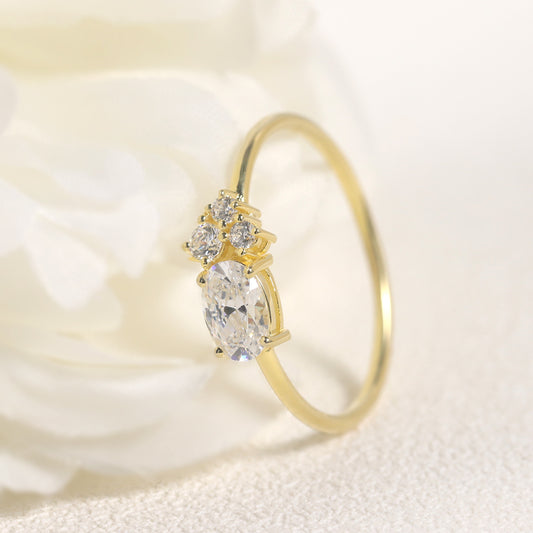 Index finger ring s925Sterling Silver Moissanite Gold Dawn Series Small Ring Gift for Women Hot Sale