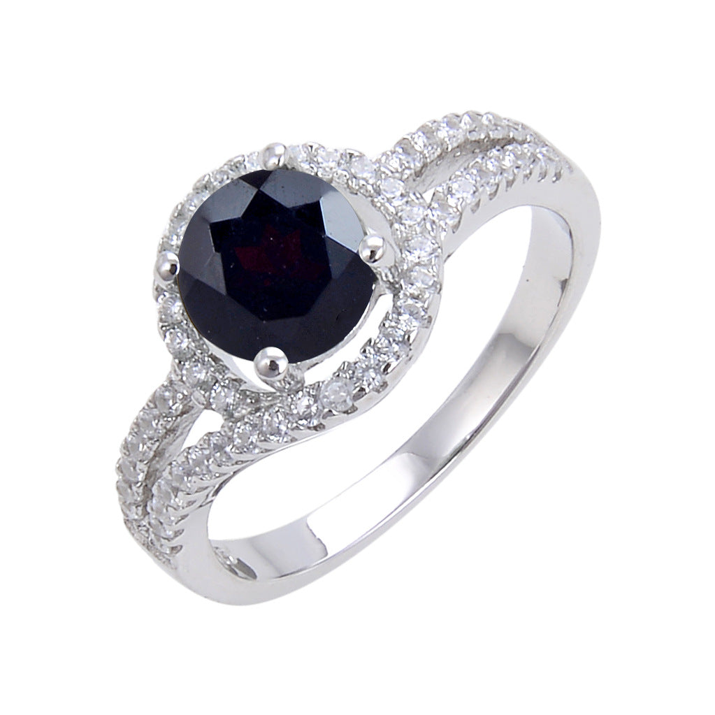 Daily Commuting Colorful Gemstone Natural Garnet Ring s925Sterling Silver Topaz Crystal Ring for Men and Women