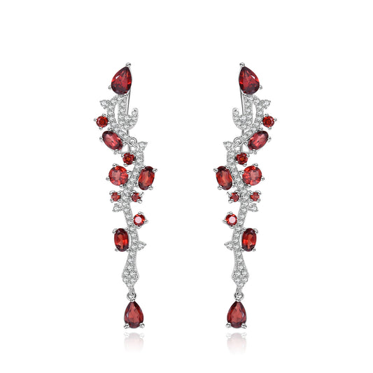 Original Design Niche925Sterling Silver Gemstone Earrings Natural Topaz Garnet Green Agate Amethyst Earrings