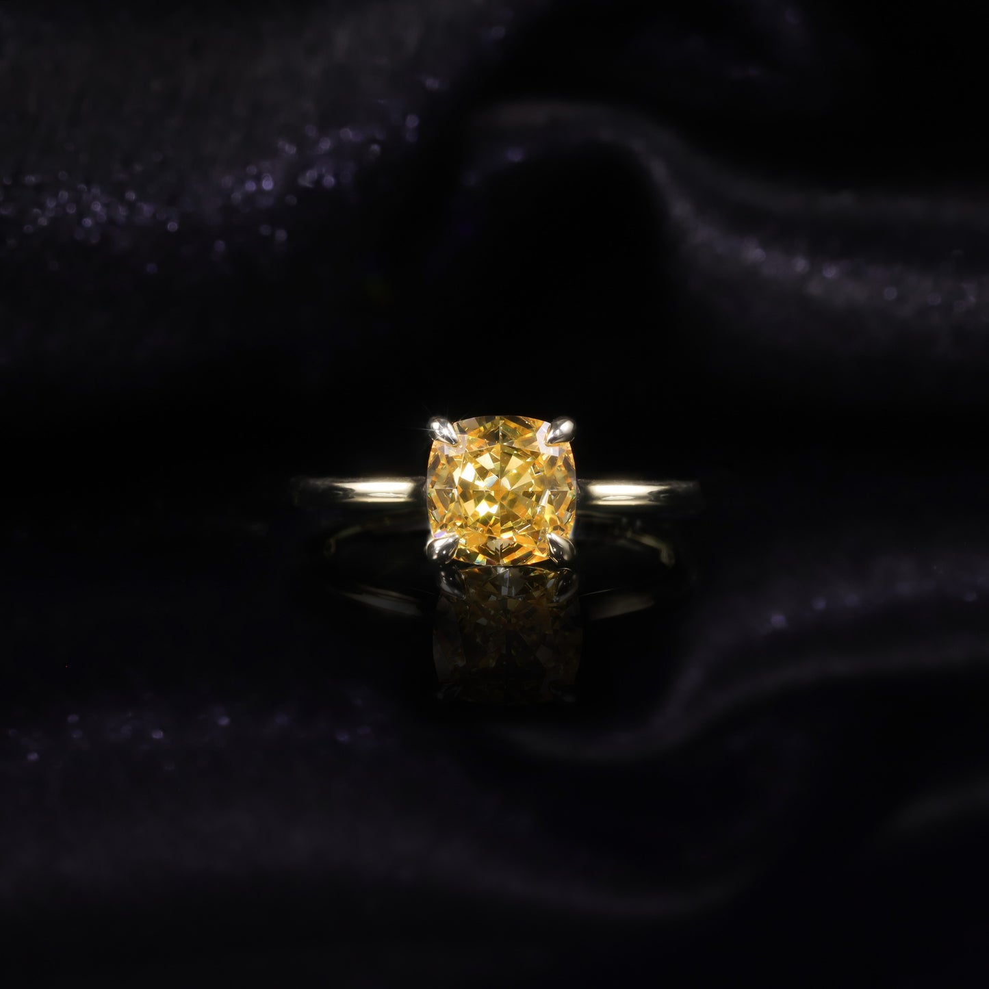 Simple and Pure9/10/14/18k Gold ring1.75Carat Ice Flower Cut High Carbon Diamond Wedding Ring Square Yellow Diamond Ring