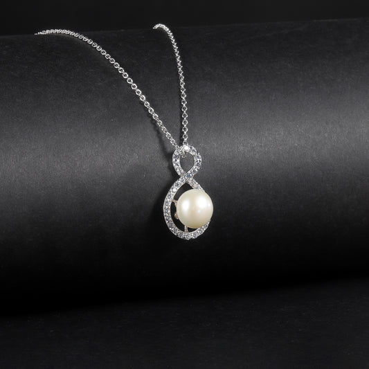 S925Silver Natural Freshwater Pearl Necklace Fashionable Light Luxury Personality Temperament Clavicle Chain Pure Silver Necklace Pendant