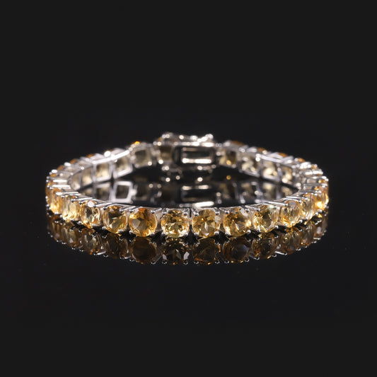 New White Topaz Tennis Bracelet3/4/5/6mm s925Sterling Silver Bracelet with Natural Yellow Crystal Gemstone