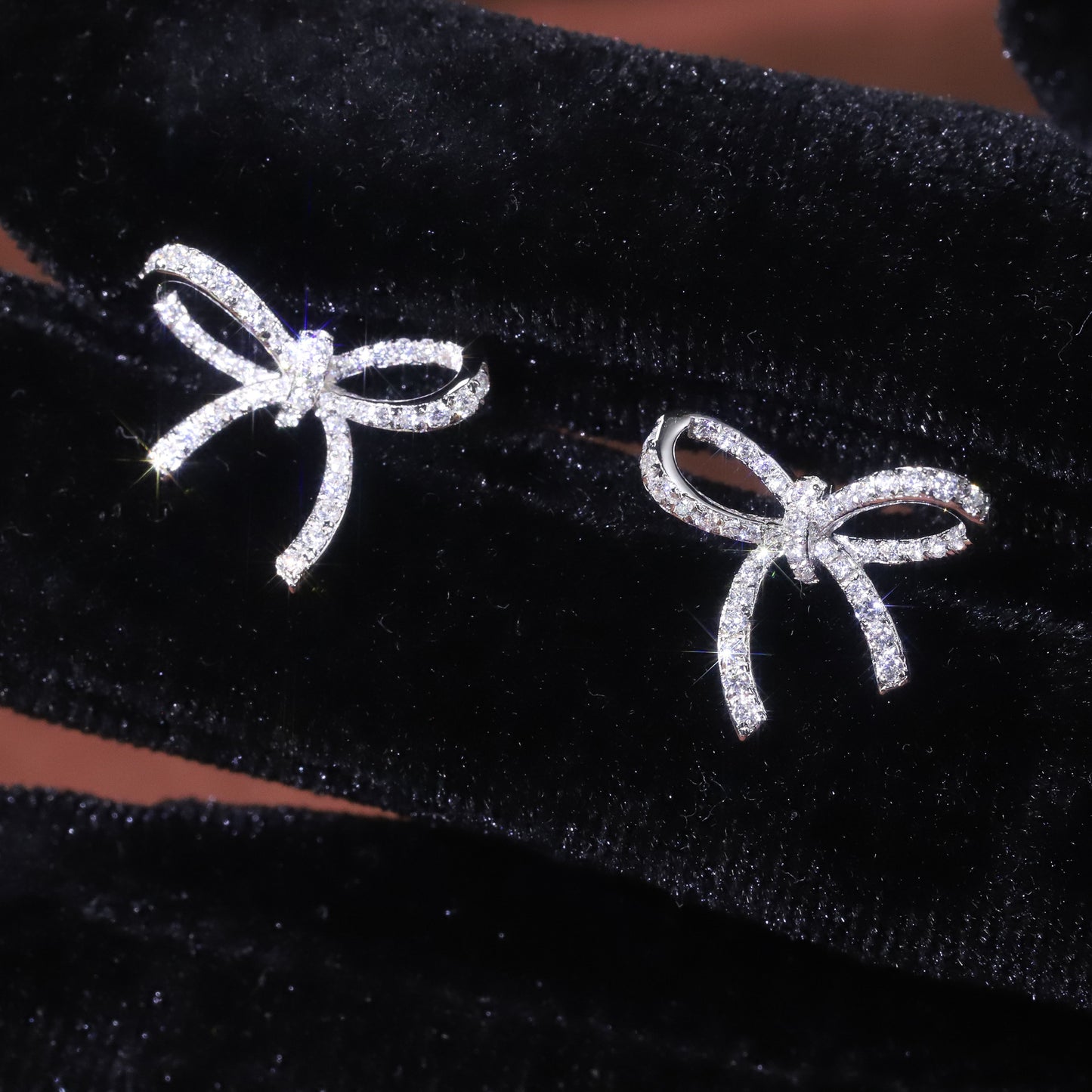 High-Quality Sweet Bowknot Diamond-Studded Earrings Full Body9/10/14/18k Gold Cultivated Diamond Earrings