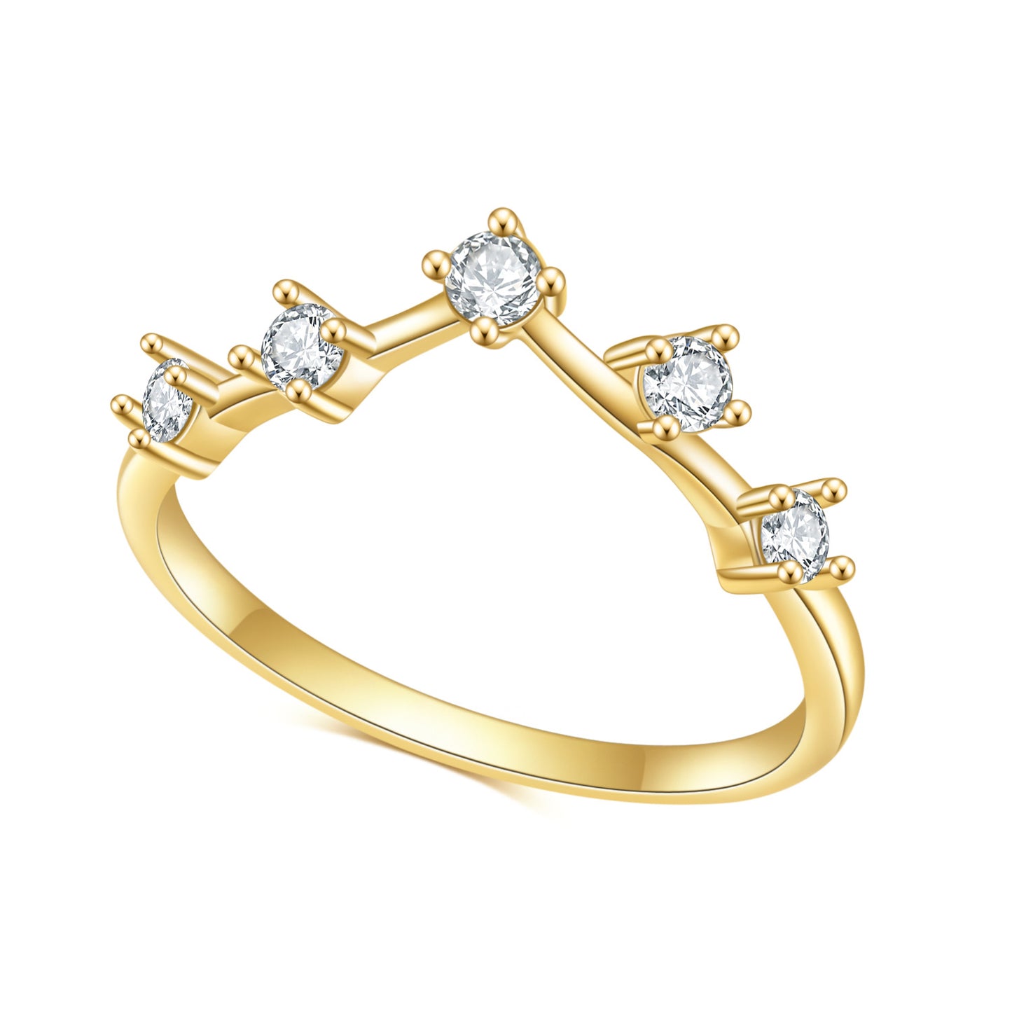 S925Sterling Silver Inlaid5A Zircon Ring Luxurious Fashion Simple Fresh Style Gemstone Plated14k Gold ring