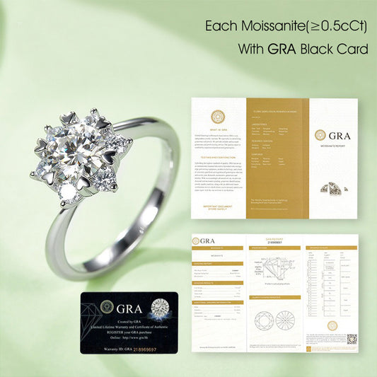 Snowflake Moissanite Ring s925Sterling Silver Inlaid1Carat Moissanite Wedding Ring In Stock Wholesale Silver Jewelry