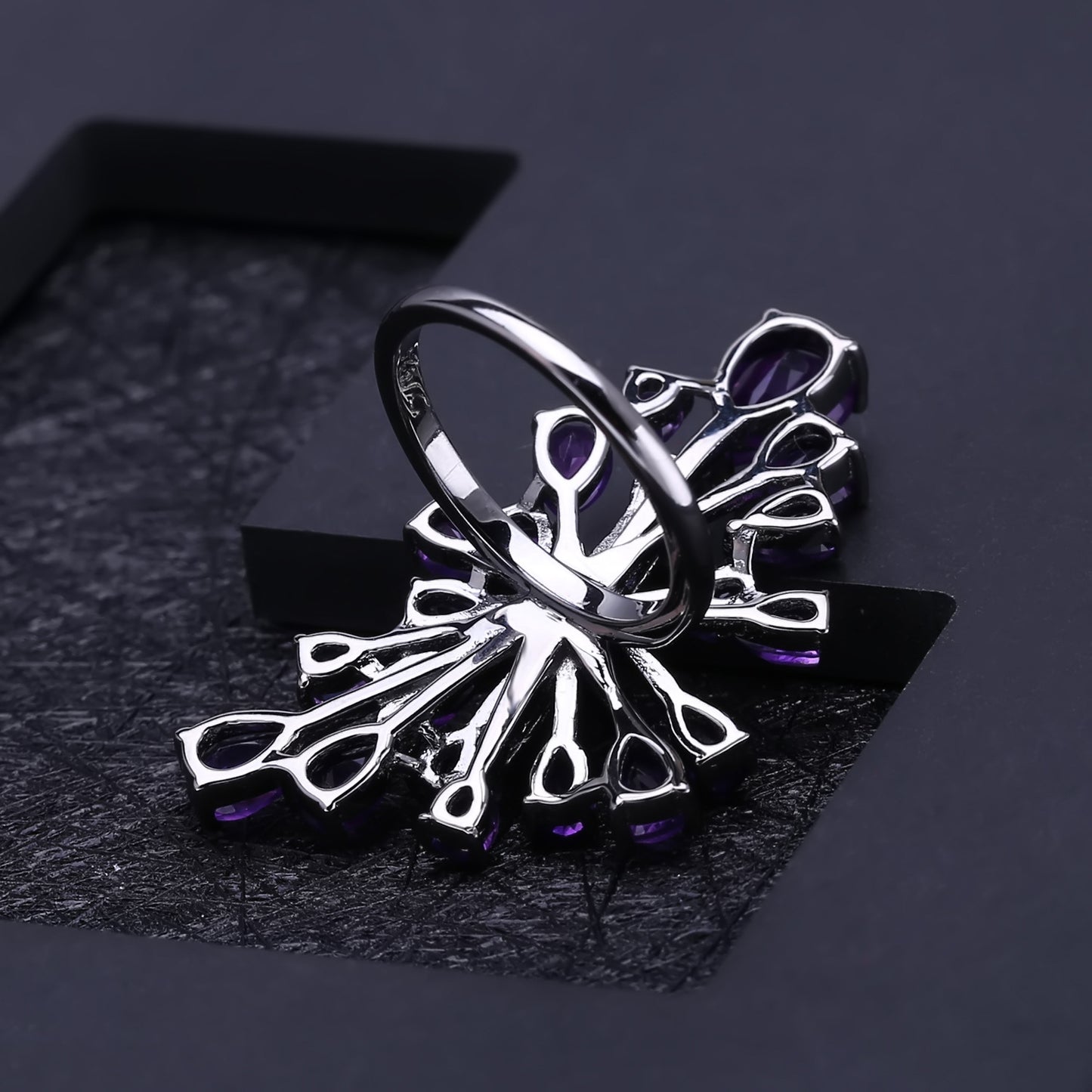 Designer Natural Amethyst Ring Starry Sky Brilliance High-end Jewelry925Silver Inlaid Gemstone Ring