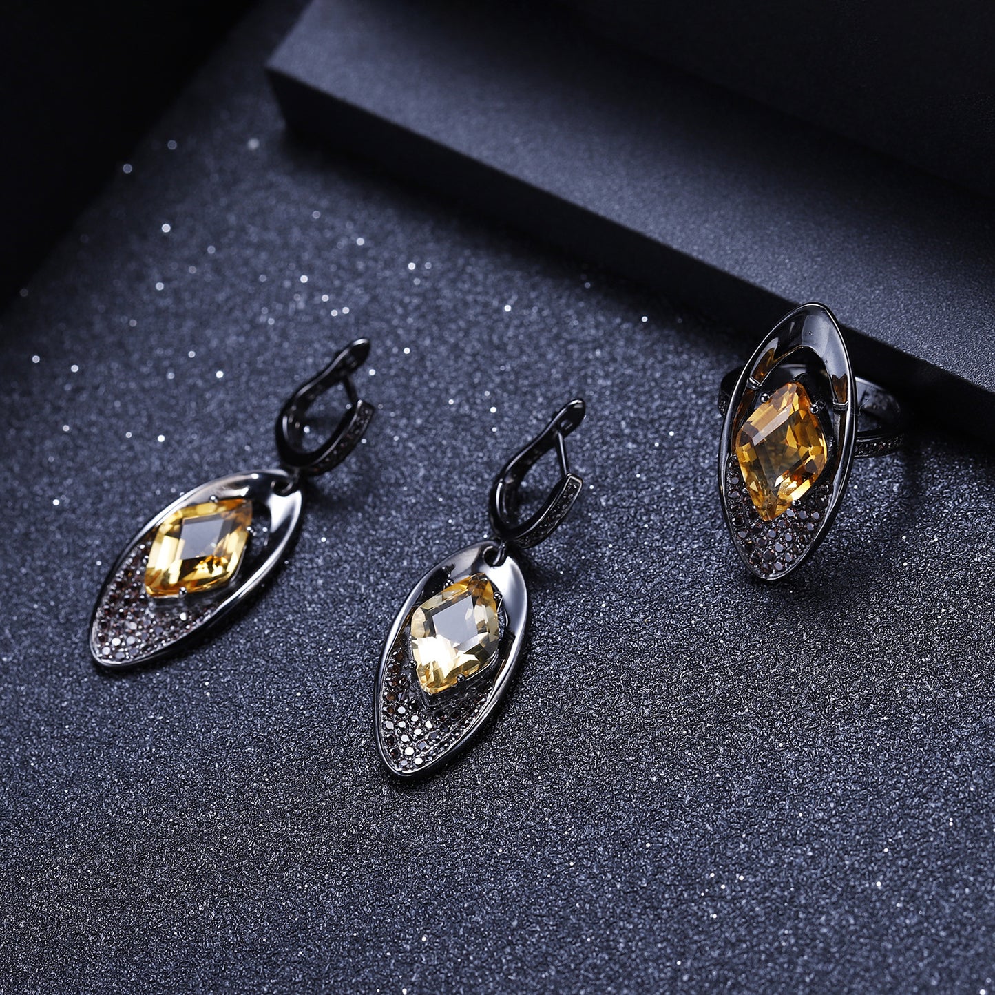 Italian Craft Designer Earrings Jewelry925Silver Inlaid Natural Gemstone Yellow Crystal Earrings
