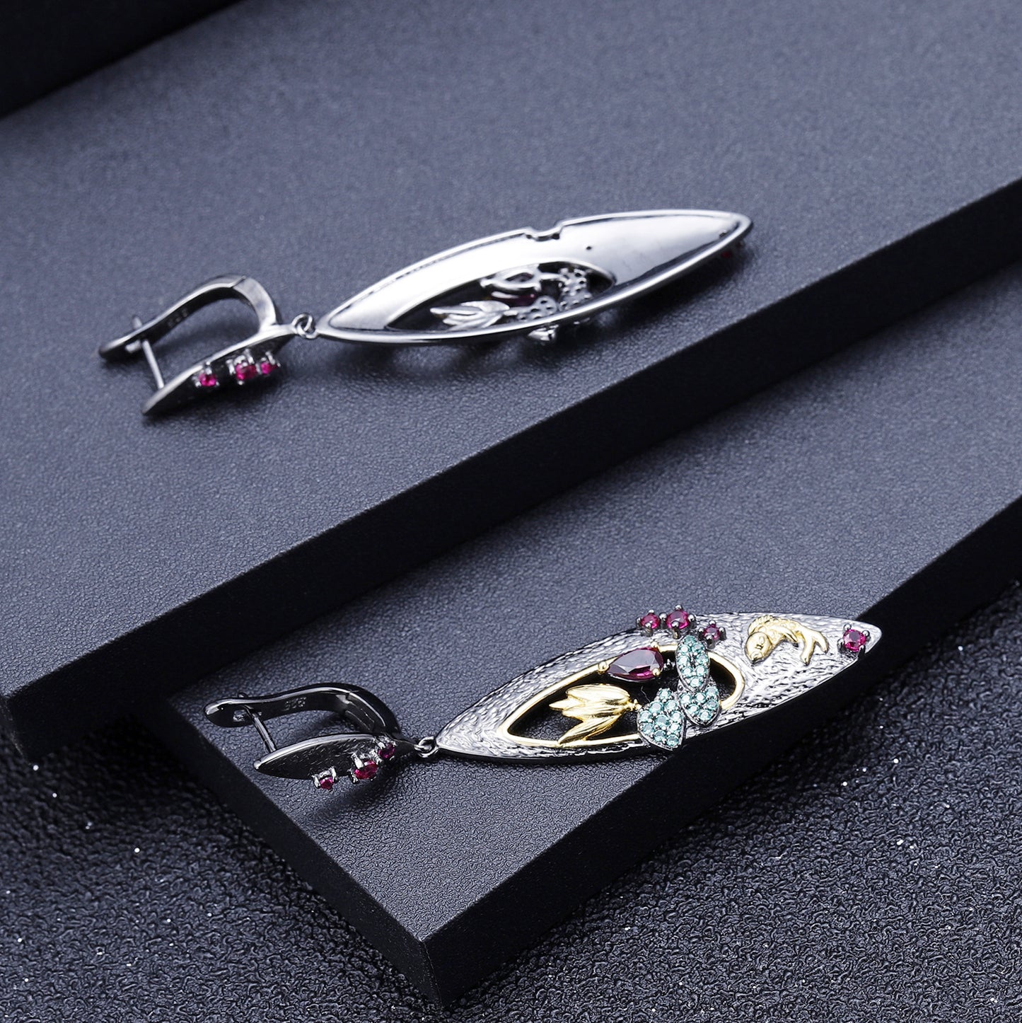 Secret Garden Series Designer Earrings Natural Style s925Sterling Silver Natural Rose Garnet Earrings Chinese Style