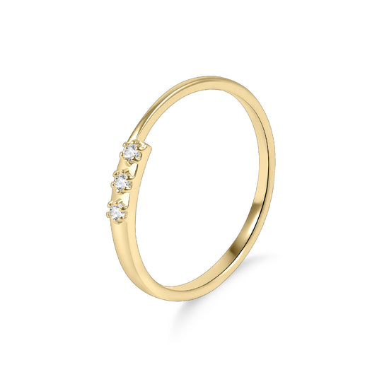 Minimalist Thin Gold Dawn Series Ring s925Sterling Silver Plated18k Gold Inlaid Moissanite Ring Wholesale