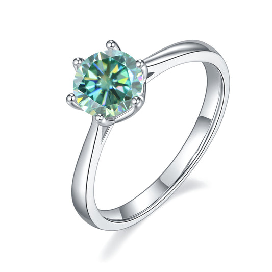 Green Moissanite1Carat Design Internet Celebrity Ring Set GRA Certificate of Light Luxury Fashion s925Silver Gemstone Ring