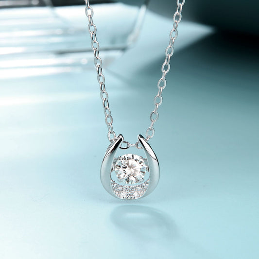s925Silver Inlay0.5Carat Moissanite Necklace Pendant Versatile Light Luxury Internet Celebrity Design Dynamic Pendant