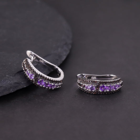 Foreign Trade Colorful Gemstone Earrings s925Sterling Silver Inlaid Crystal Topaz Earrings New Style for Women