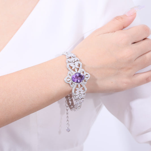 Natural Topaz Bracelet with Starlight Red and Blue Gemstones s925Sterling Silver Crystal Bracelet Luxury