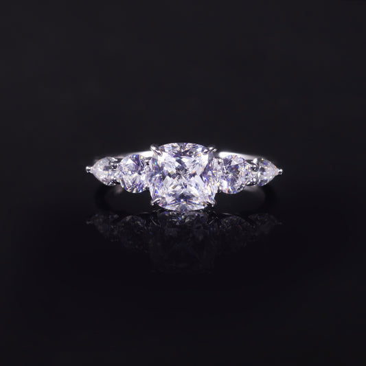 Quality s925Sterling Silver Inlaid with Moissanite2Carat D Colorful Fat Square Main Stone Ring