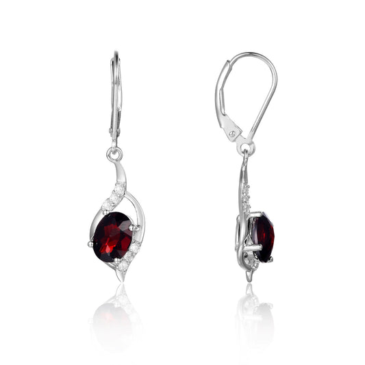 Factory Direct Supply Natural Stone Earrings Drop Earrings Vintage Style Inlaid with Garnet s925Silver Earrings Studs