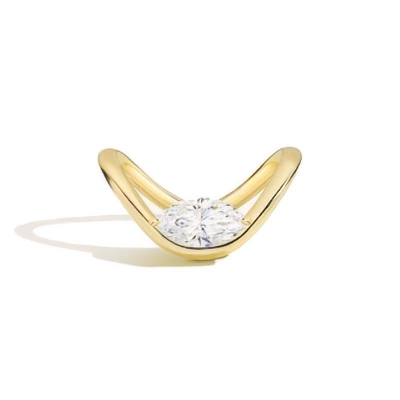 Sense of Design2Carat Moissanite Ring s925Sterling Silver Ring Water Drop Marquise Round Large Carat Ring Gold