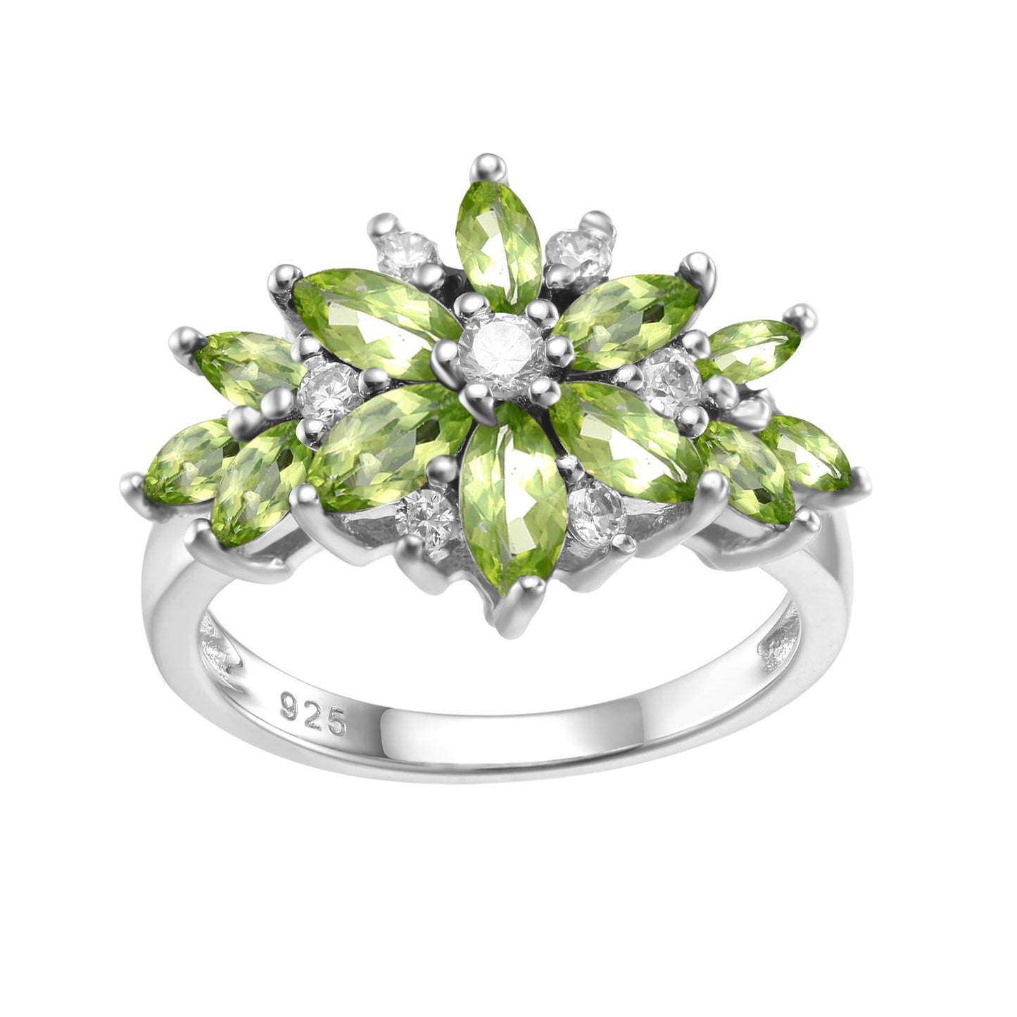 Luxury Fashion Natural Gemstone Ring for Women Sophisticated Design s925Sterling Silver Fully-Inlaid Natural Tourmaline Ring