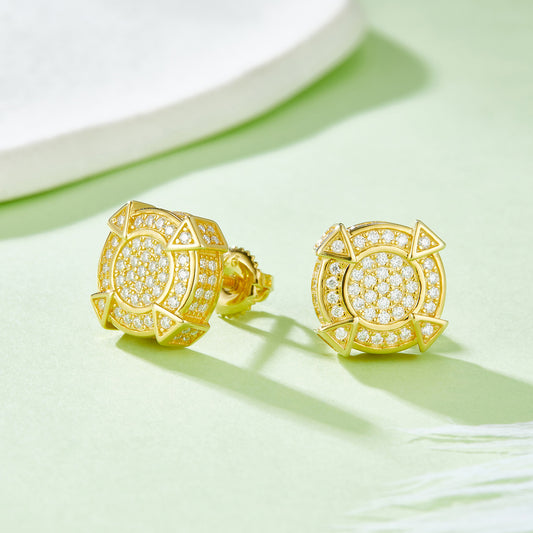Unique Hip-Hop Full Diamond Earrings s925Sterling Silver Inlaid Moissanite Stud Earrings Fashion Trendy Men's Earrings