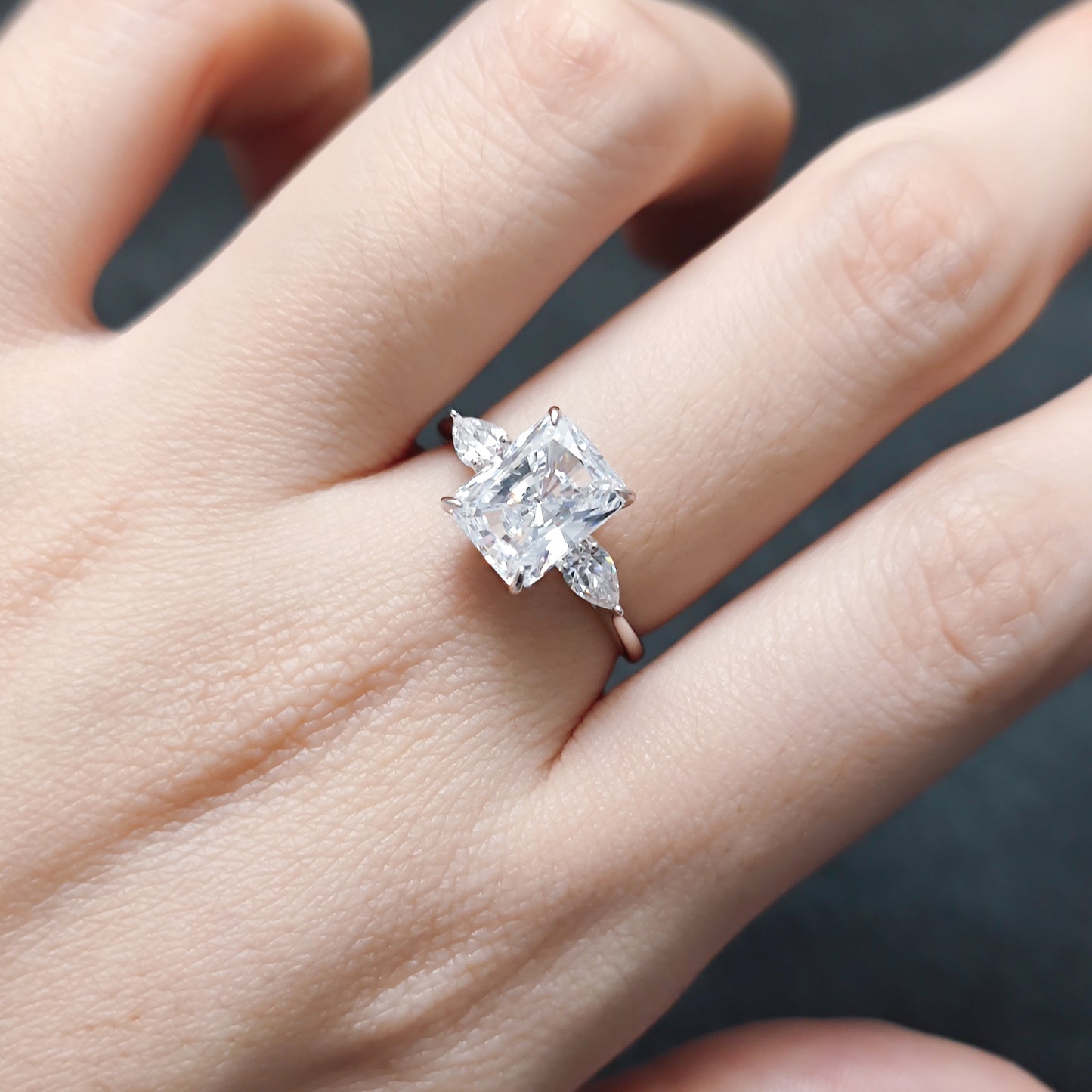 Fashionable Sugar Cube3Carat Ring Large Carat s925Sterling Silver Moissanite Ring Closed Silver Ring Personality