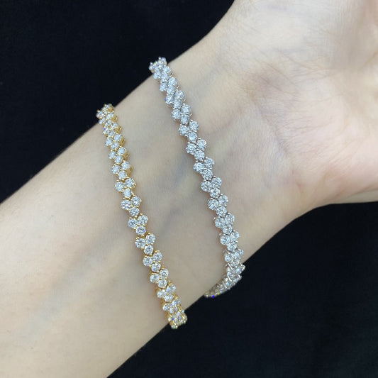 Full Diamond18k Gold Bracelet Inlaid with Cultivated Diamonds Tennis Chain Gift High-end Jewelry2.5mm Gold Bracelet Export