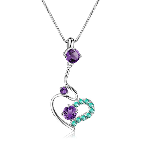 Original Design Natural Topaz Necklace Niche Design Pendant s925Sterling Silver Amethyst Necklace for Women