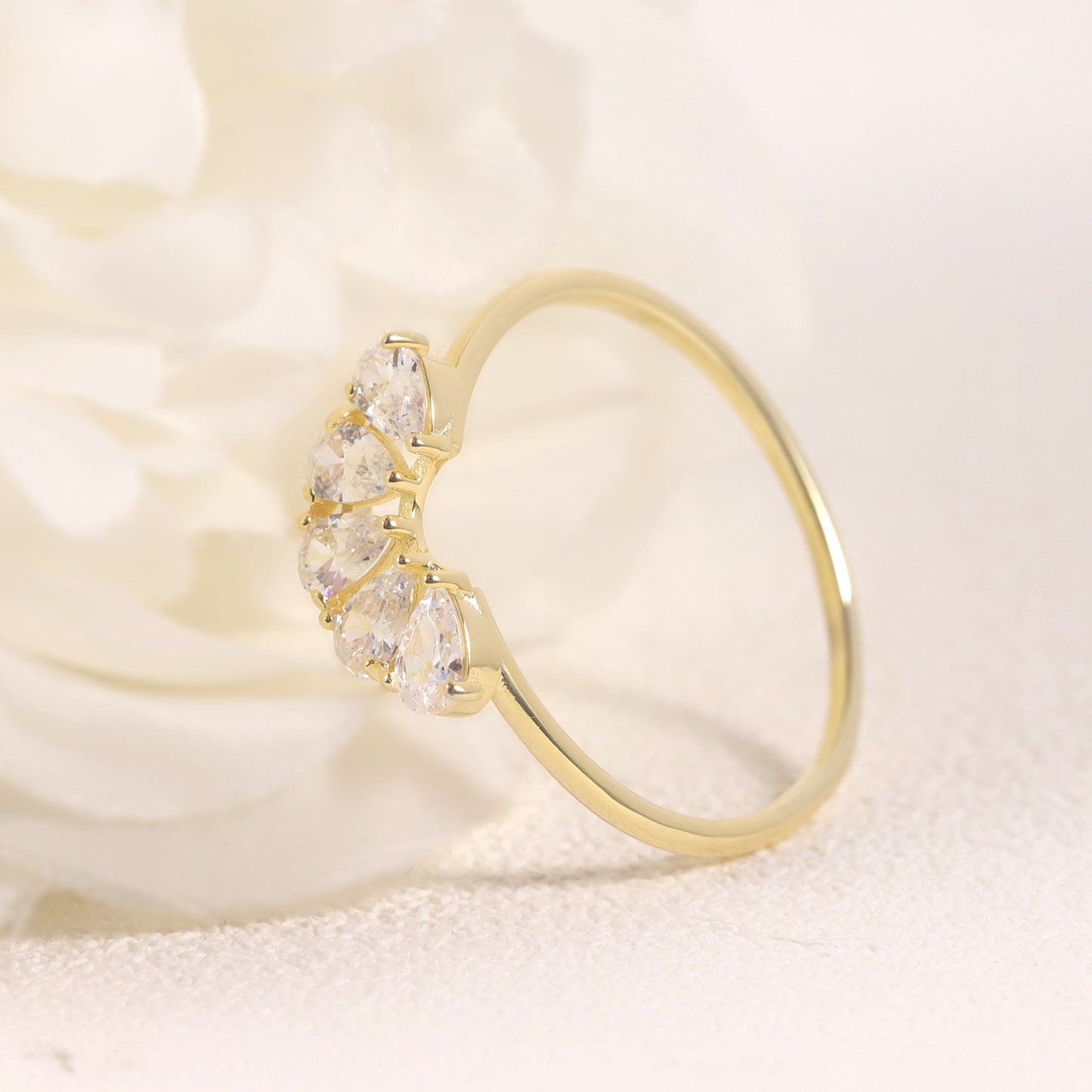 Peacock feathers s925Sterling Silver Moissanite Ring Water Drop Golden Dawn Series Ring Niche High-end Silver Jewelry