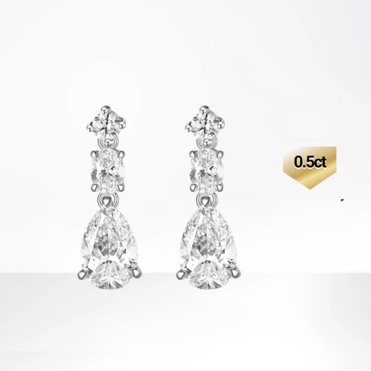 Fashion Pear-Shaped Cultivated Diamond Stud Earrings18k Gold Earrings High-end Jewelry Water Drop Irregular Diamond Stud Earrings Platinum