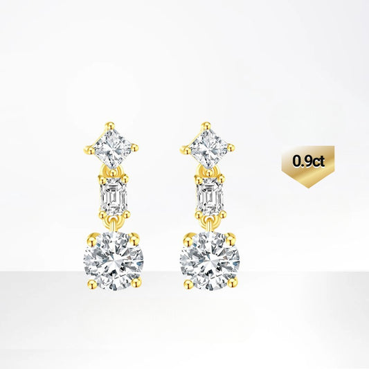 Delicate and Exquisite Irregular Cultivated Diamond Stud Earrings18k Gold Inlaid Real Diamond Earrings High-end Jewelry Platinum Stud Earrings Gold