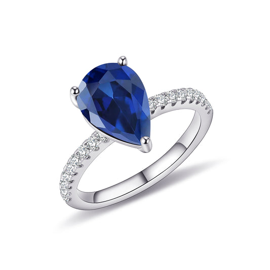 Minimalist Pear-Shaped Gemstone Ring7*9mm Drop-Shaped s925Silver Inlaid Colorful Gemstone Ring Stackable Wedding Ring