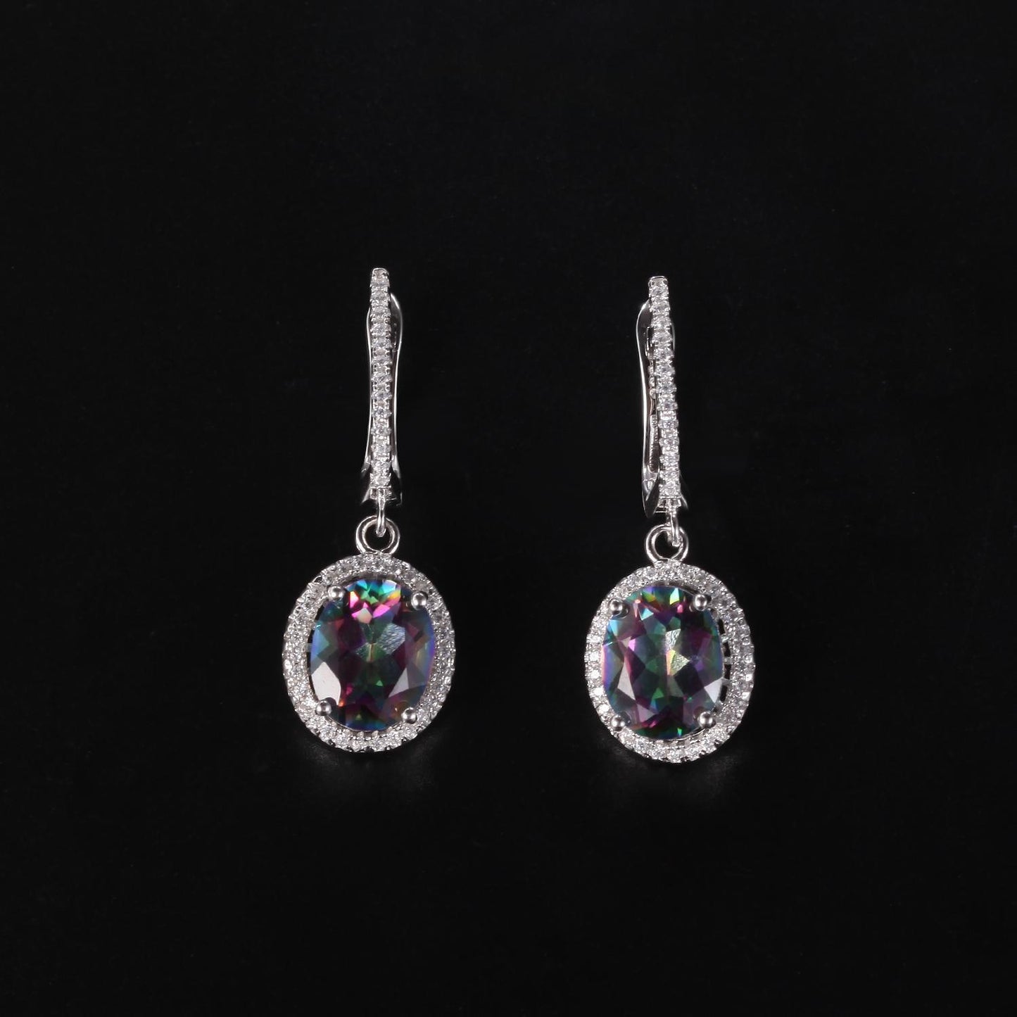 Fashionable Simple Gemstone Earrings Drop Earrings Light Luxury Personality s925Silver Inlaid Colorful Crystal Earrings Studs