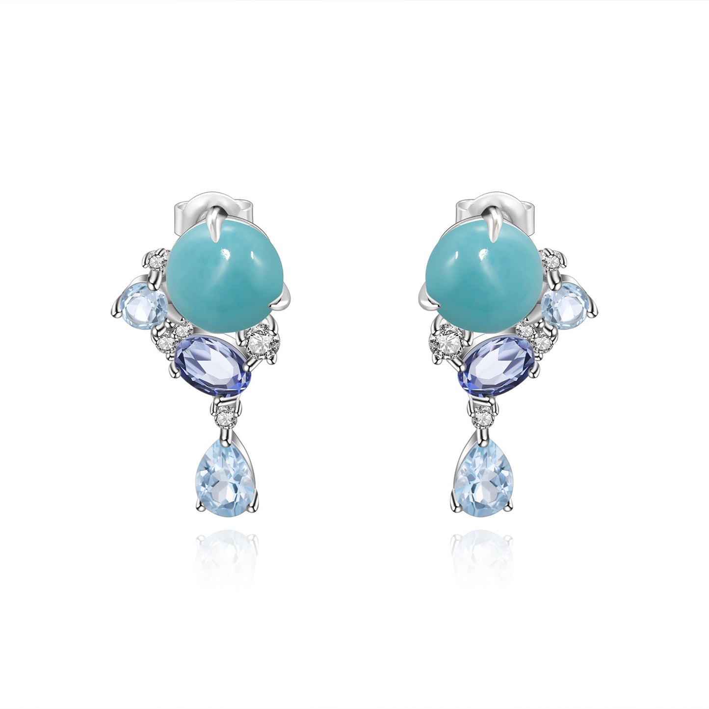 Luxurious Designer Gemstone Earrings Elegant Banquet Matching s925Silver Natural Amazonite Earrings Drop Earrings