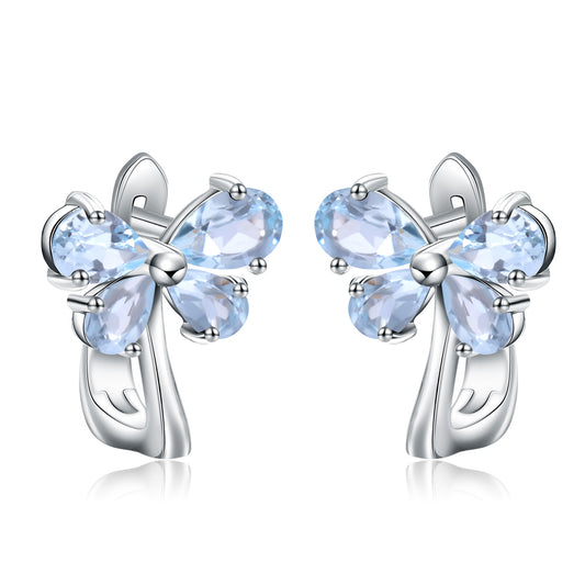 Design Sense Natural Topaz Earrings New Light Luxury s925Silver Inlaid Natural Gemstone Earrings