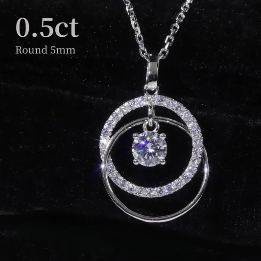Fashionable and Unique Design Circle Collarbone Chain Full Body9/10/14/18k Platinum0.5ct Lab-grown Diamond Necklace
