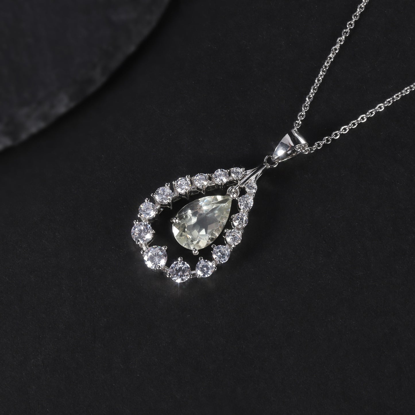 Affordable Luxury Fashion Natural Gemstone Necklace Pendant Sense of Design s925Sterling Silver Inlaid Natural Green Amethyst Pendant