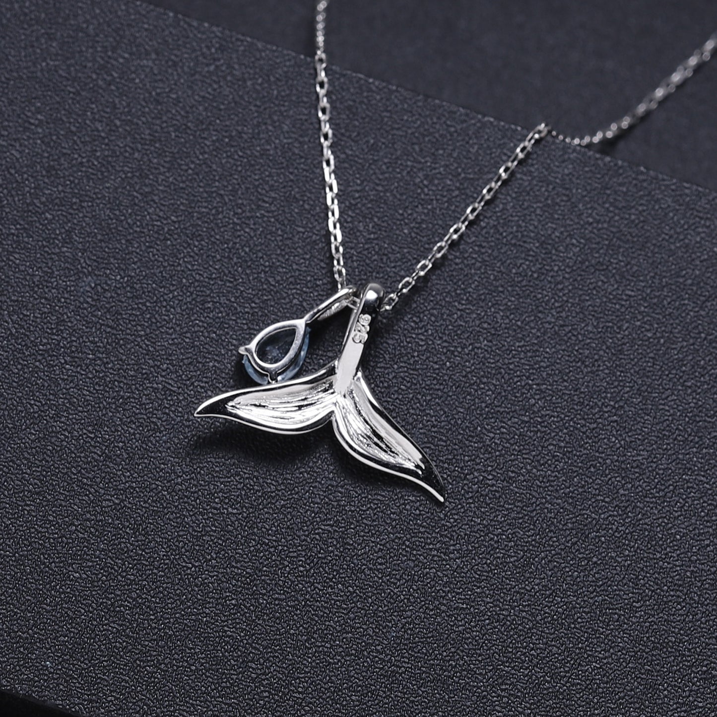 Designer High-Grade Gem Pendant Whale Tail Design s925Sterling Silver Natural Topaz Necklace Pendant